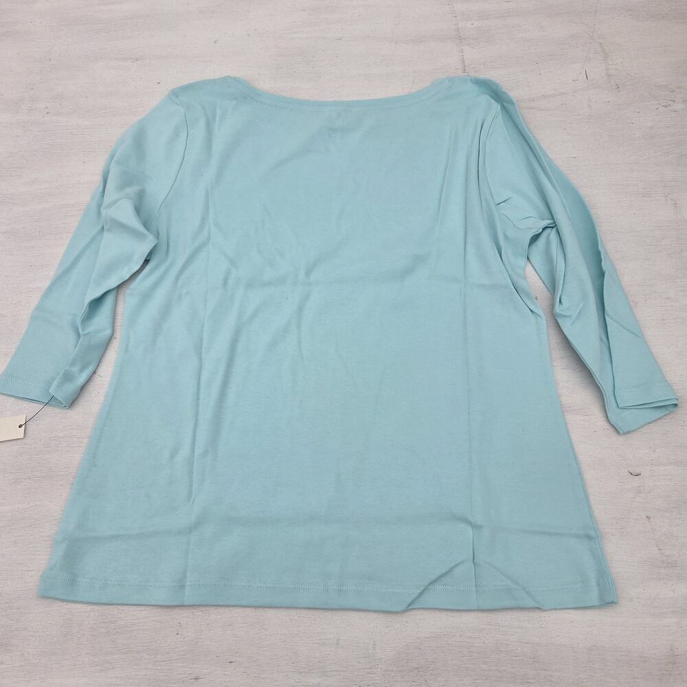Talbots Womens Size XL Petite 3/4 Sleeve Blue Top Pima Cotton EUC - Picture 4 of 6
